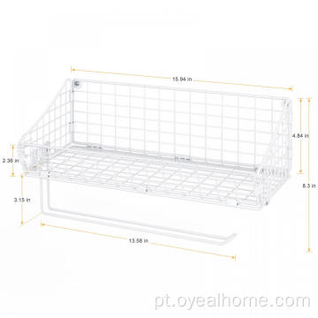 Metal White Mesh Kitchen Paper Rack para parede